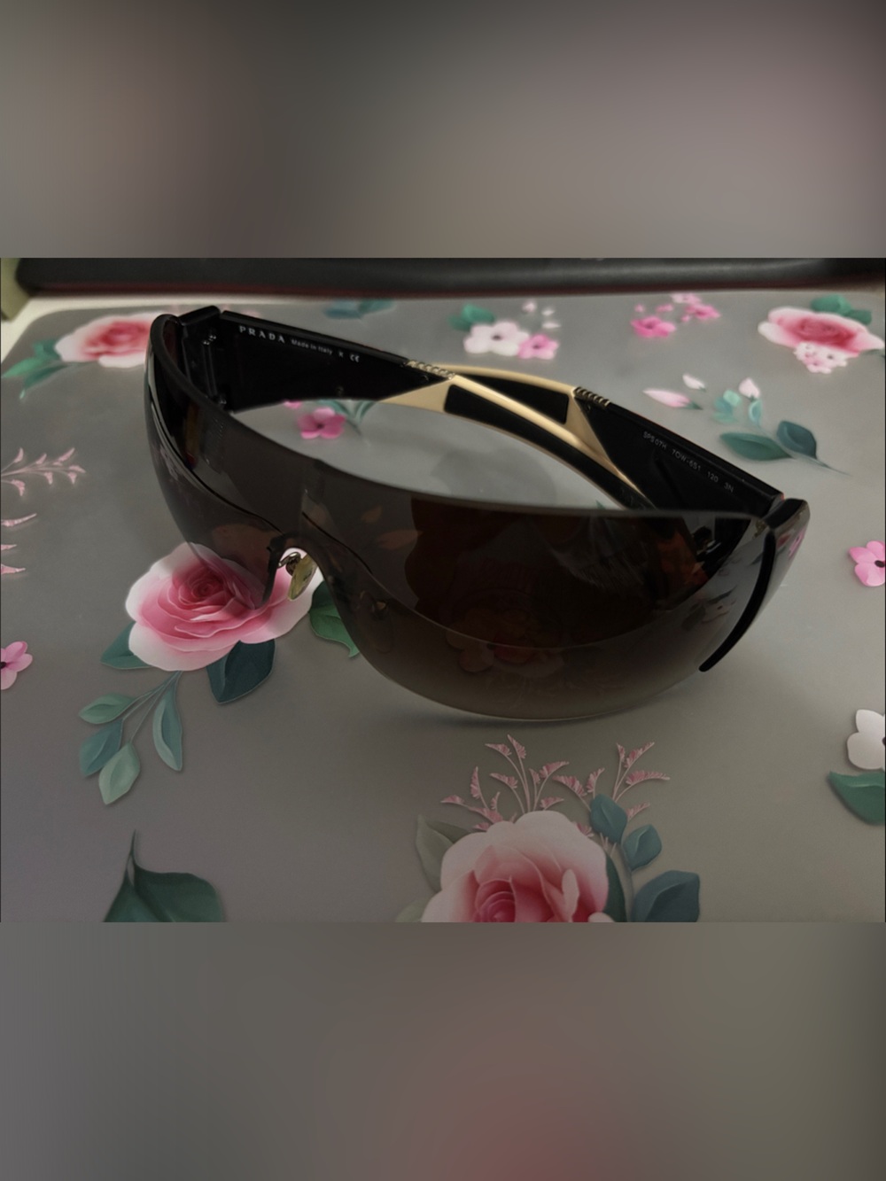 Authentic vintage Prada Brown Shield Sunglasses - Women's Designer Visor Style